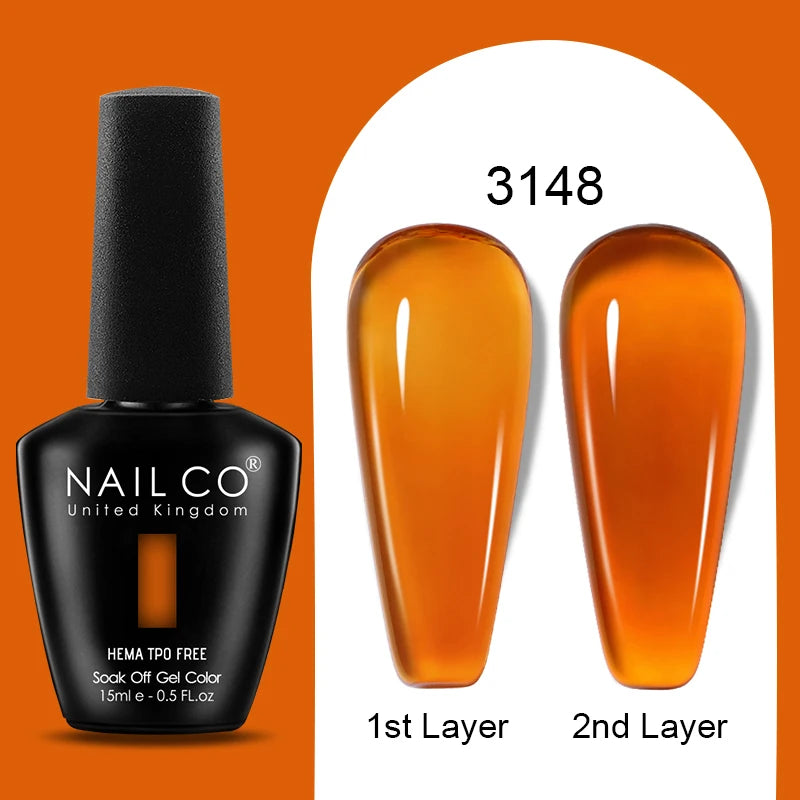 Nailco Jelly Gel Nail Polish Transparent Varnishes 44 Colors Red Pink