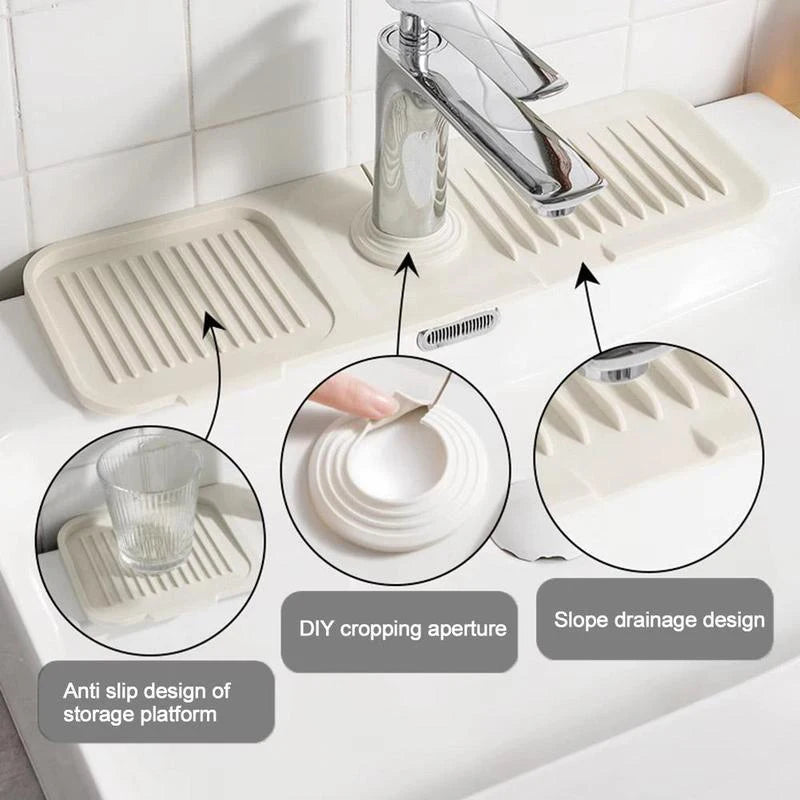 Foldable Water Tap Drain Mat Anti-splash Silicone Kitchen Sink Qme