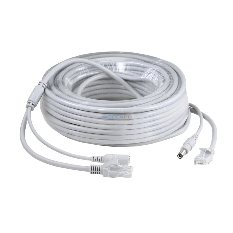 1PCS HD Surveillance Camera Cable RJ45 Ethernet DC Power Integrated Thickened Monitoring Tail Cable Qme 20M