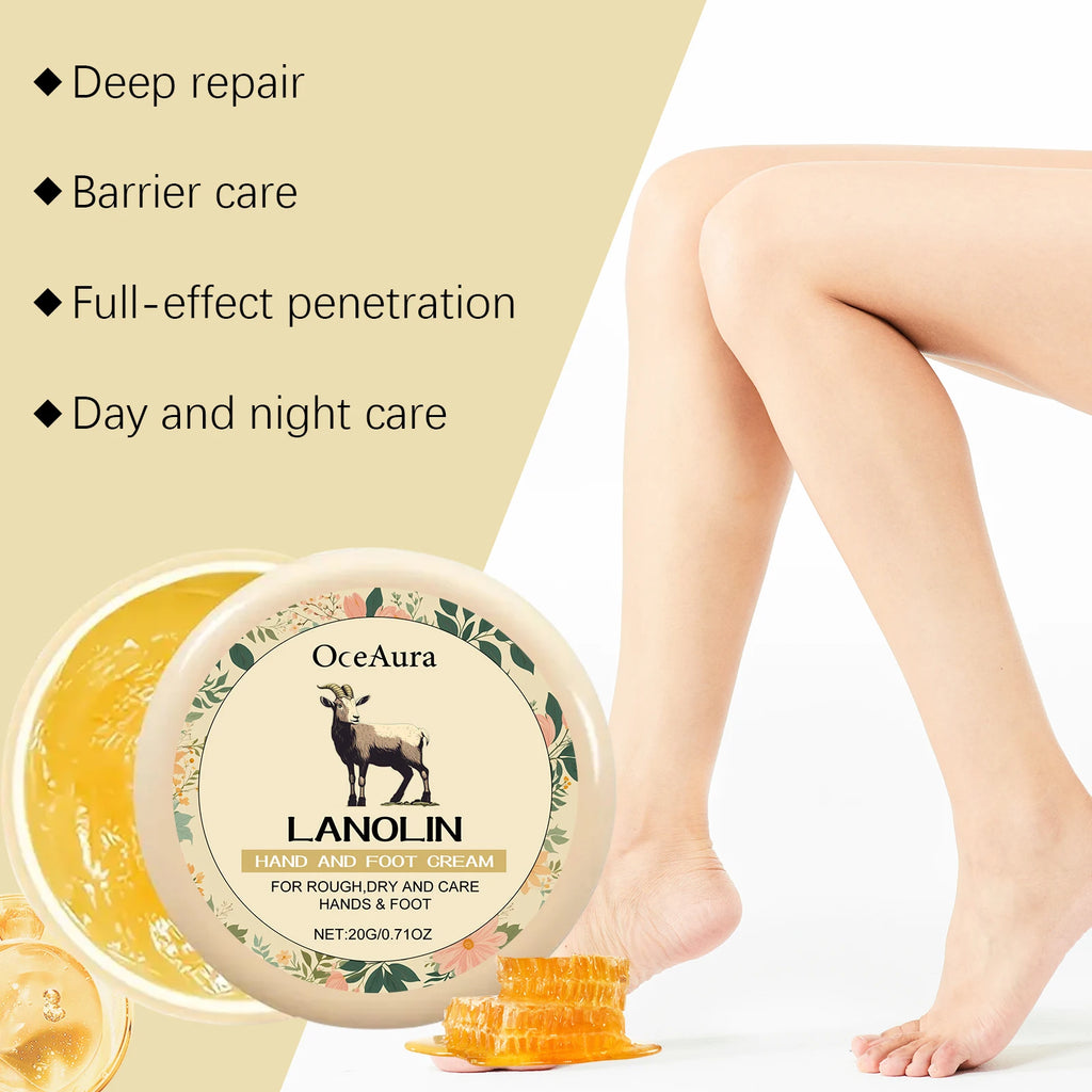 Lanolin Hand Foot Cream Deep Moisturizing Exfoliates Removes Dead Skin Softens Hands Anti-Crack Non-Greasy Hydration Cream Qme