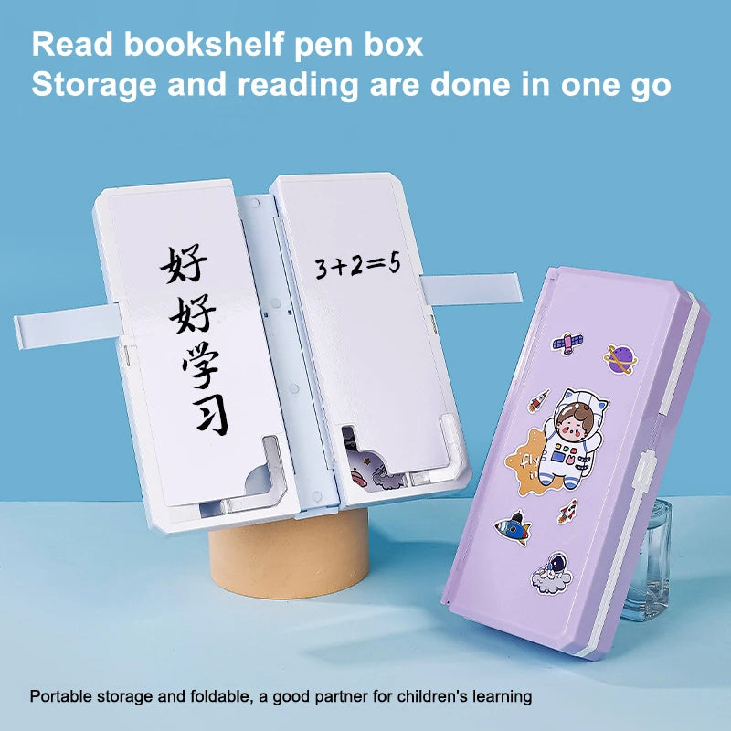 1 Foldable Reading Bookshelf Multi-function Pen Case Pencil Box Qme