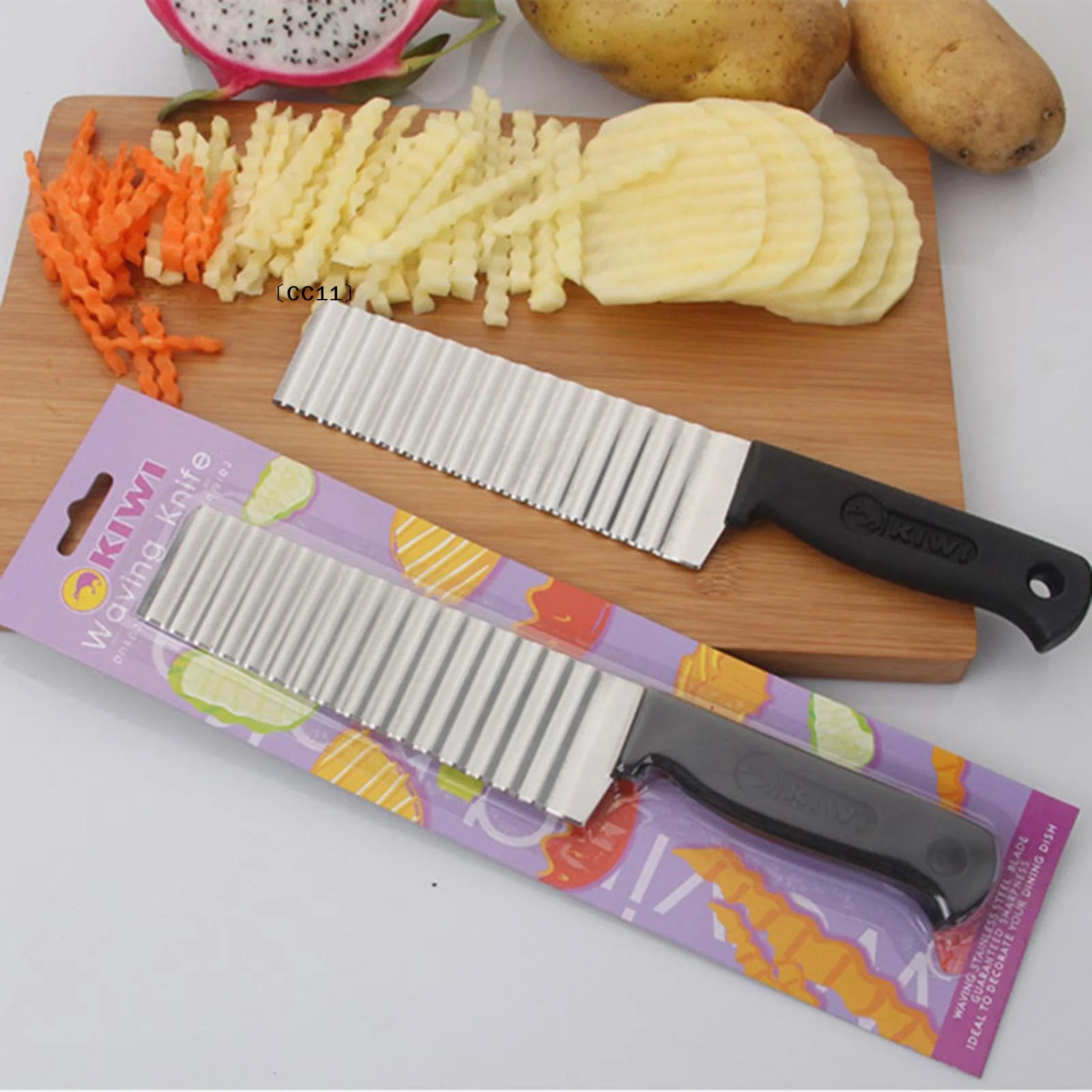 Stainless Steel Corrugated Knife Anti Slip Handle Cutting Potatoes Qme