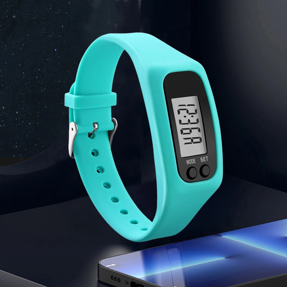 1/2PCS LED Pedometer Bracelet Step Counter Watch 12/24H Time Display Silicone Step Tracker Multi-Function Fitness Watch Qme