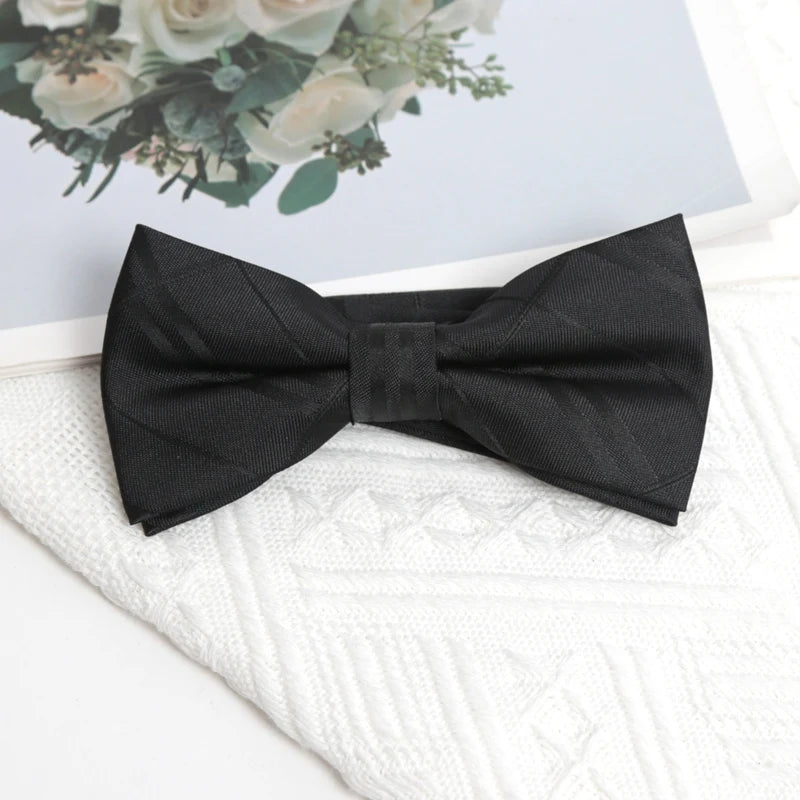 Black Stripe Tie Cufflink Cravat Bowtie Set Wedding Ties Gifts for Men Handky Elegant Necktie for Designer Business Accessories Qme T-2