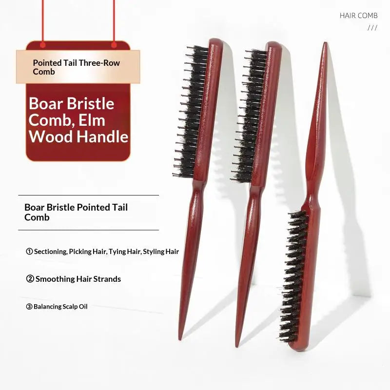 Hairdressing Styling Tools Wooden Handle Hair Comb Hairs Fluffy Three Qme