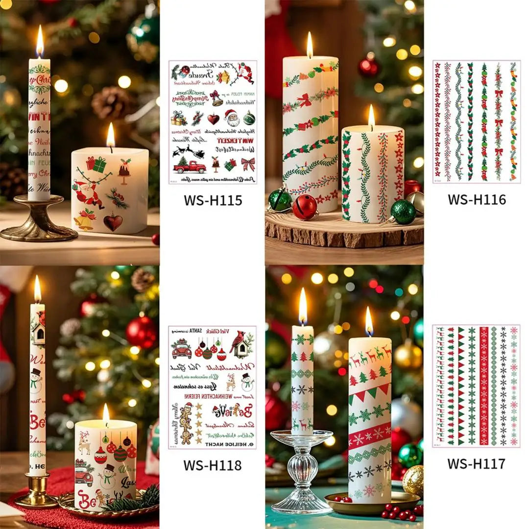A Multi-purpose Xmas Tattoo Sticker Set Easy To Stick, Decorative Decals for Candle Window, Home Christmas Party Decorations Qme 4pcs WS-H115H118 1