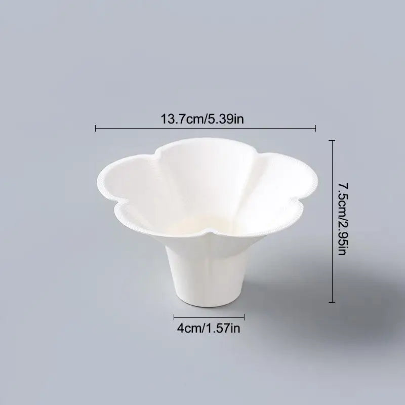 Petal Shaped Disposable Paper Bowl Party Picnic Handheld Lightweight Qme B1