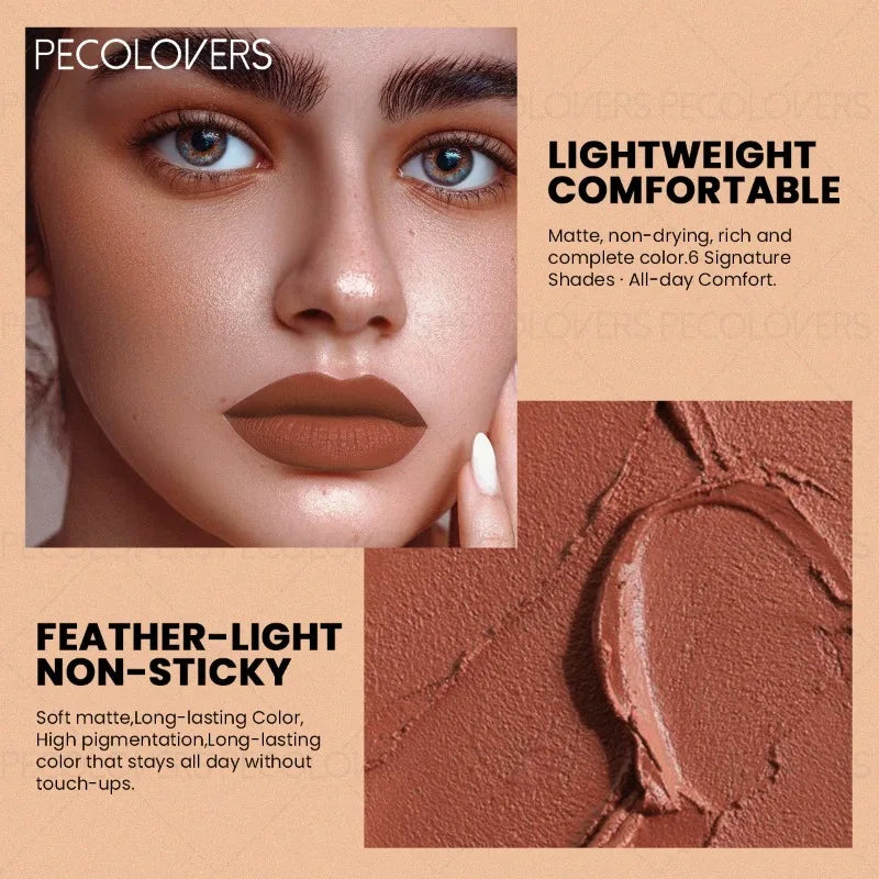 Elegant Lip Makeup Look Reddish Brown Lipstick Velvet Matte Texture Qme