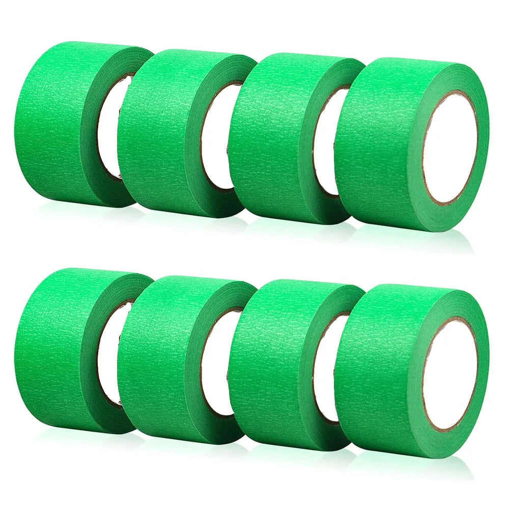 8 Rolls Green Painters Tape 2cm Wide Medium Adhesive Masking Tape Residue-Free Wall Trim Tape for Painting DIY Crafting Decor Qme 8 Rolls 15M 20mm