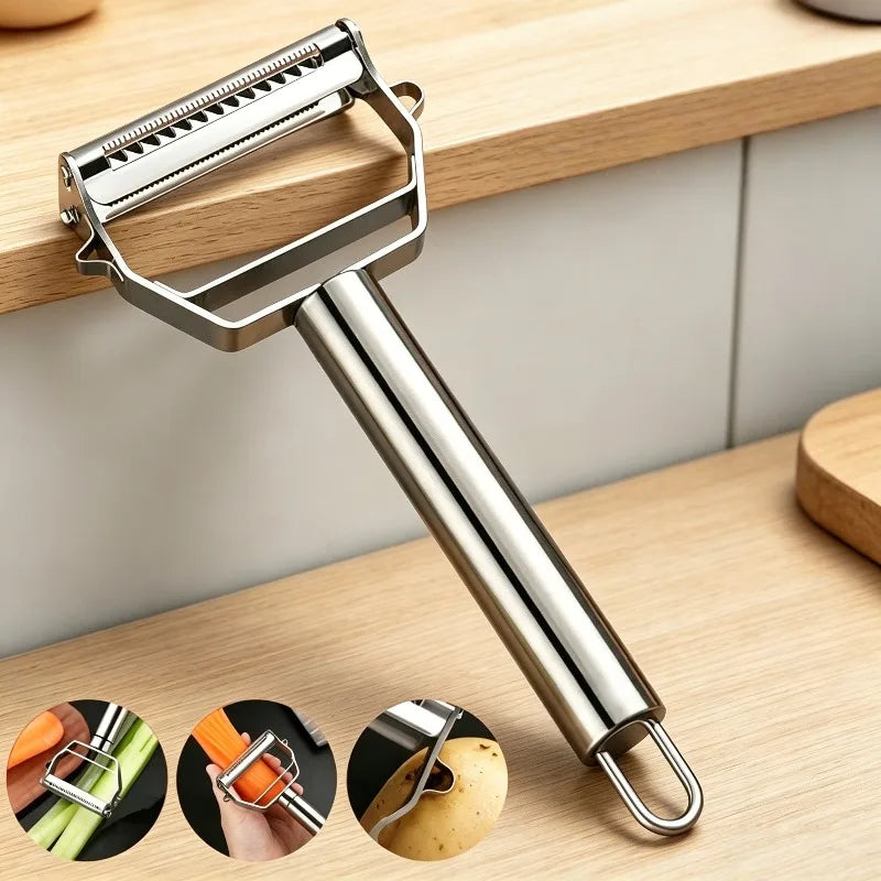 Stainless Steel Kitchen Peeler Fruits Vegetables Potatoes Carrots Cucumbers Grater Multifunctional Household Peeler Shredder Qme