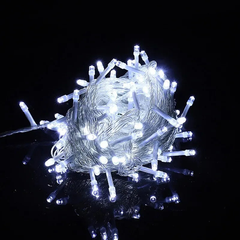 Outdoor LED String Lights Garland 10M Waterproof Fairy Light Festoon Lamp Wedding Party Holiday Gardening Decoration Light Qme White