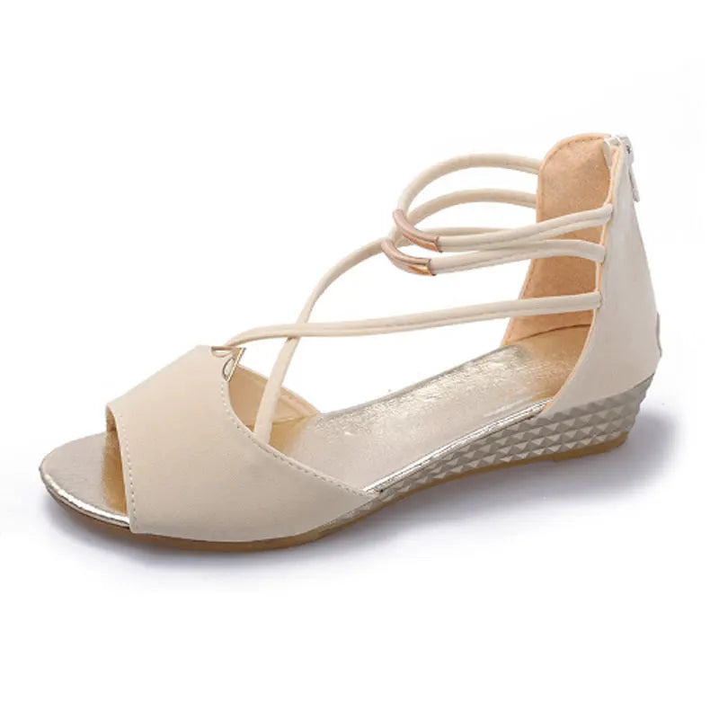 Women Wedge Sandals Summer New Luxury Red Beige Open Toe Casual Shoes Rhinestone Comfortable Platform Sandalias Roman Style Qme BG 40