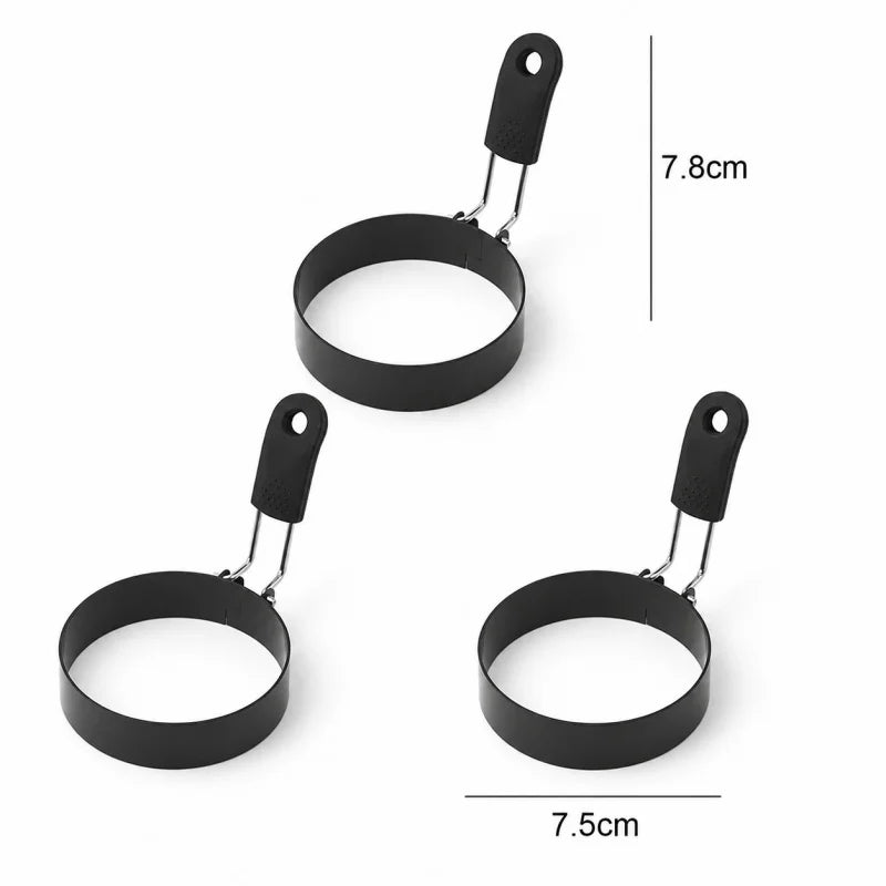 Anti-scald Egg Fried Ring Professional Stainless Steel Nonstick Round Pancake Mold Cooking Egg Mould Breakfast Sandwich Tools Qme Dia 7.5cm-3pcs