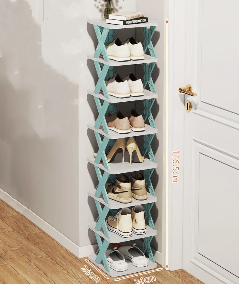 Multifunctional Shoe Cabinets Free Splicing Storage Rack Detachable Shoe Storage Saving Space Household Door Shoe Organizer Rack Qme 8th Blue color