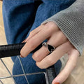 New Trendy Two-color Black Heart Rings for Women Minimalist Aesthetic Drop of Oil Open Rings Female Metal Punk Party Jewelry Qme yin resizable