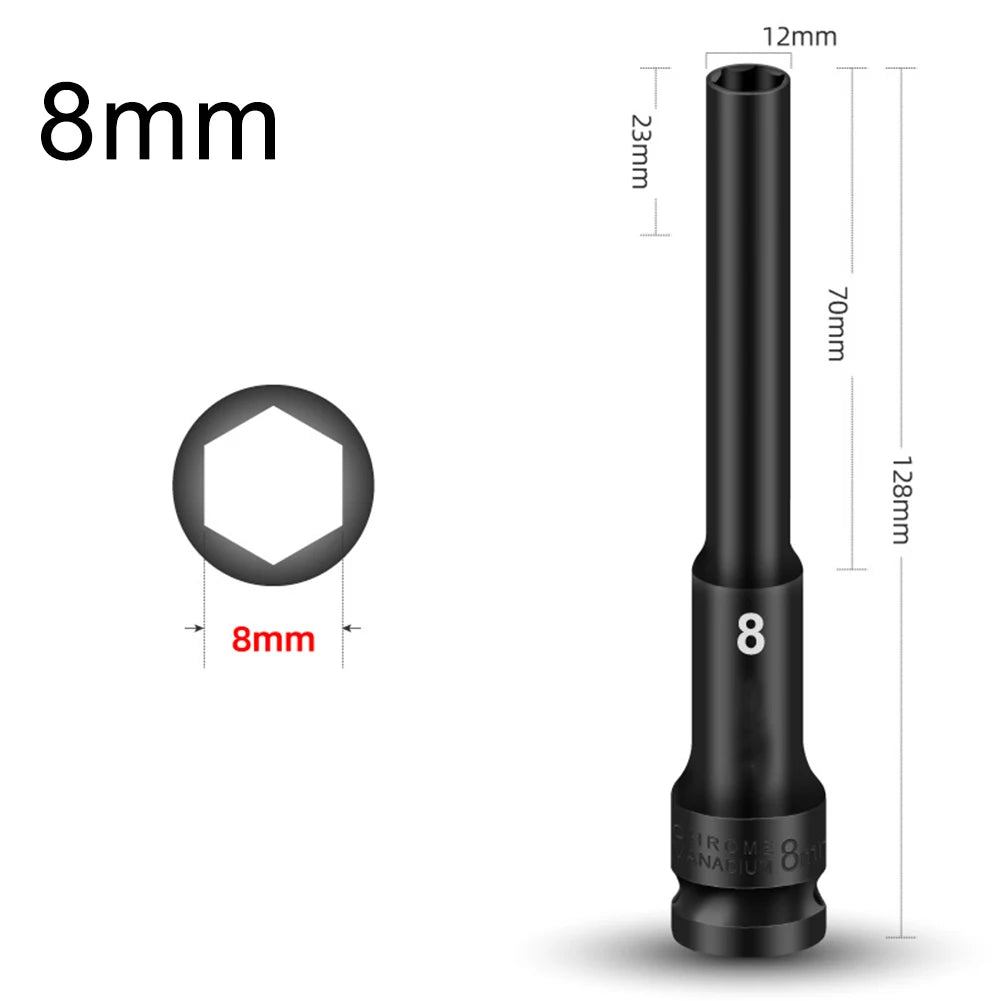 1/2 Drive Socket Wrench Hex Socket Head 8-24mm Adapter Spanner Converter Replacement Parts Tire Removal Tools Accessories Qme 8mm