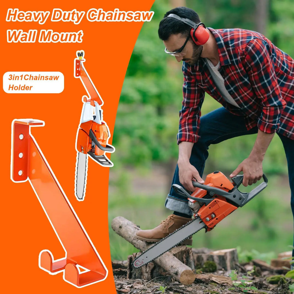 Chainsaw Holder Wall Mount Stainless Steel Garage Rack Heavy Duty Qme