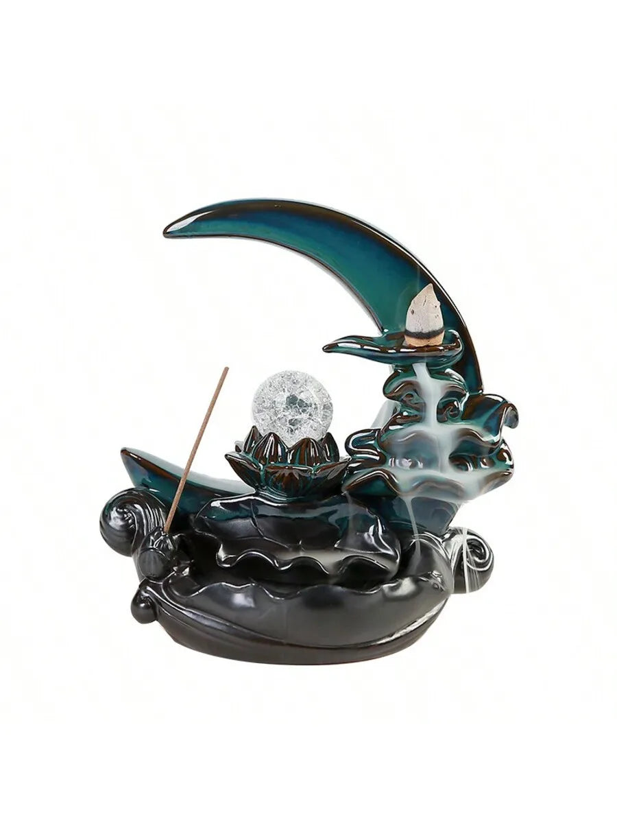 Blue Lotus Pond Moonlight Reflux Incense Burner Home Indoor Creative Qme
