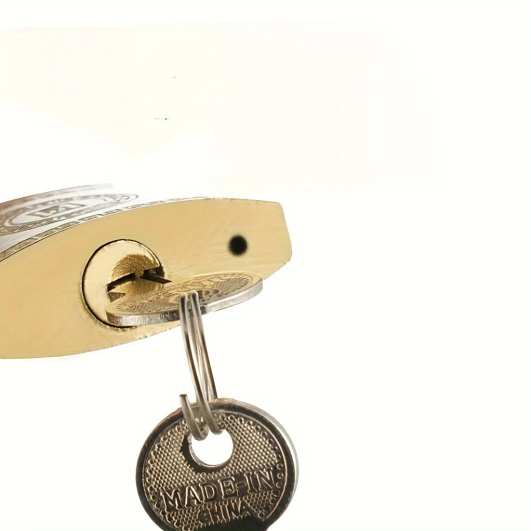 Vintage Brass Padlock, Heavy Duty Security Lock With 2 Keys, Anti-Rust, Multi-Size Options For Door, Cabinet, Luggage Qme