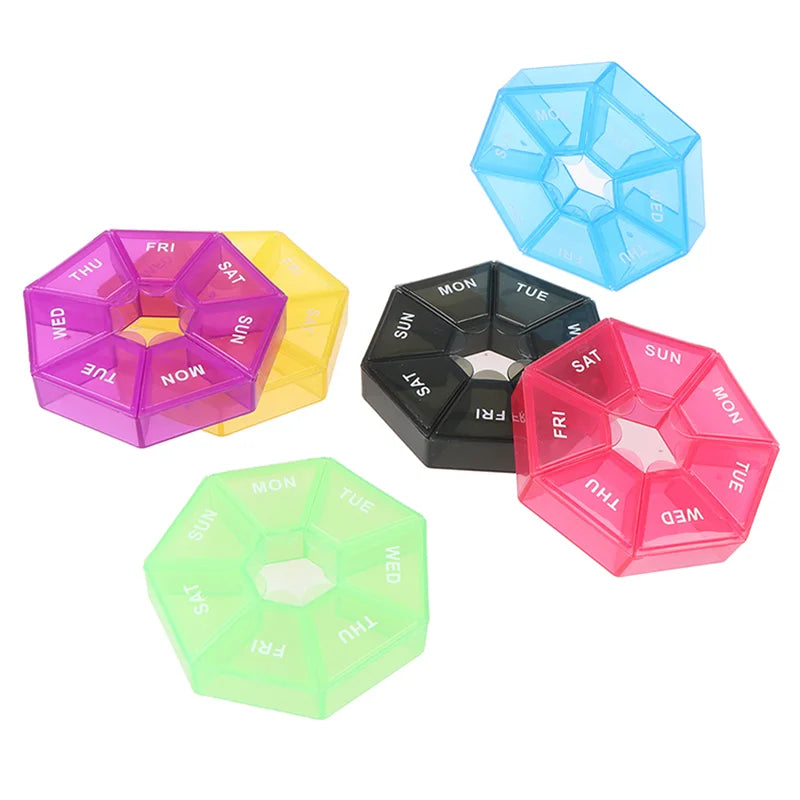 1Pcs Pill Case 7 Days Tablet Candy Pill Box Organizer Portable Storage Tablet Holder Travel Pill Organizer Pill Dispenser Qme