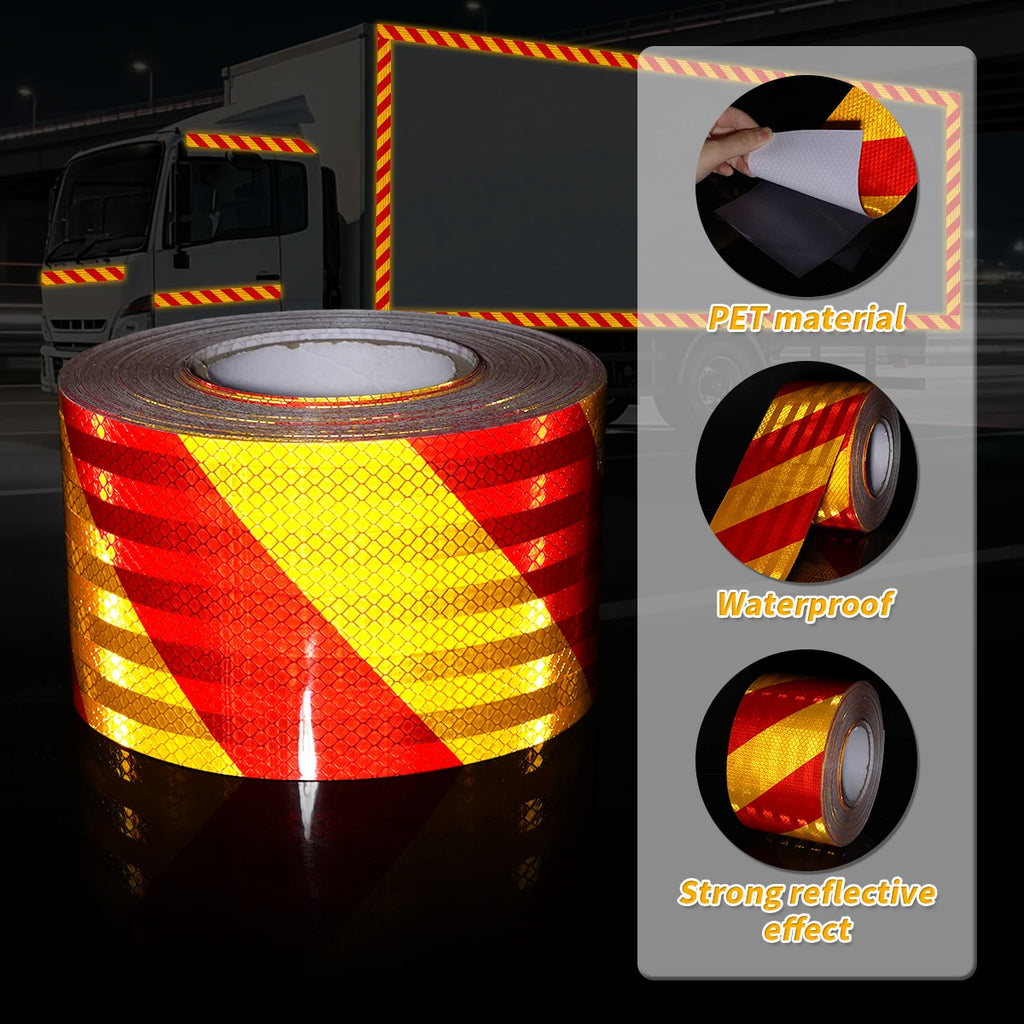 High Visibility Twill Reflective Tapes PET Material 10cmX1/3/5/10M Safety Warning Tapes Waterproof Self-adhesive For Cars DIY Qme