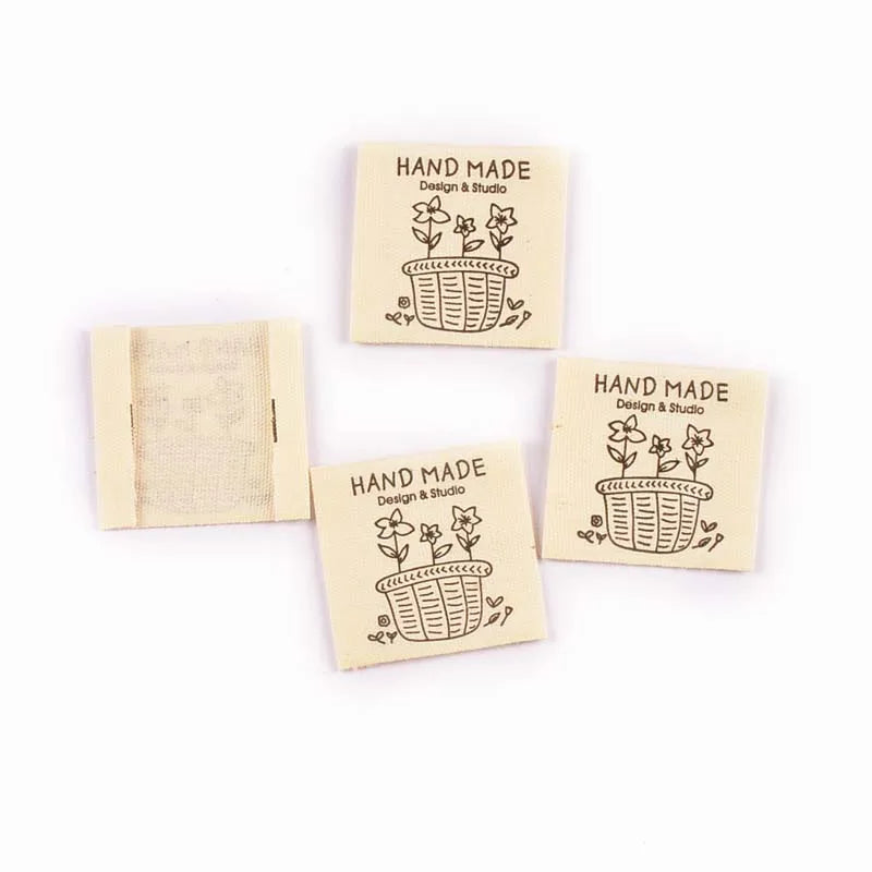 50pcs 14.5-53mm Vintage Handmade Fabric Labels Soft Clothing Tags for DIY Sewing Crafts Clothes Scrapbooking cp3820 Qme 32x31mm