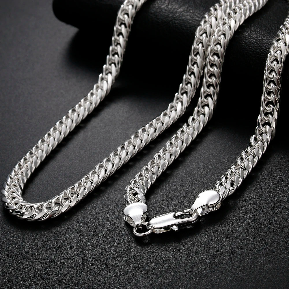 Noble Width 6MM Solid Chain 925 Sterling Silver Necklaces for Women Men Charm Fashion Jewelry Wedding Party 50/55/60cm Qme