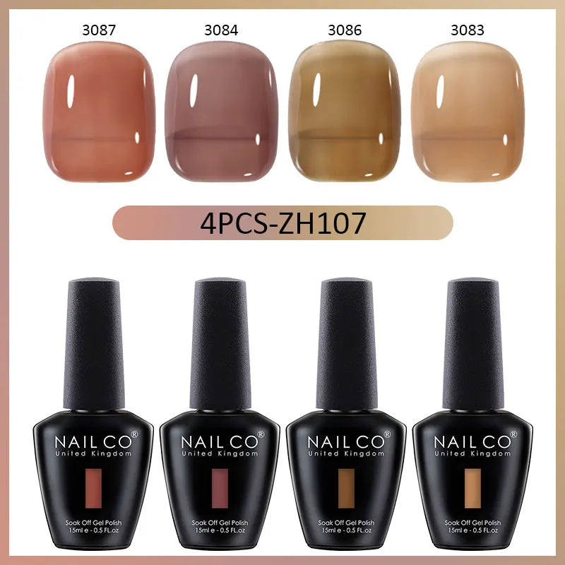NAILCO Jelly Glass Gel Nail Polish 4Colors Series Translucent Candy Qme 4H-ZH107