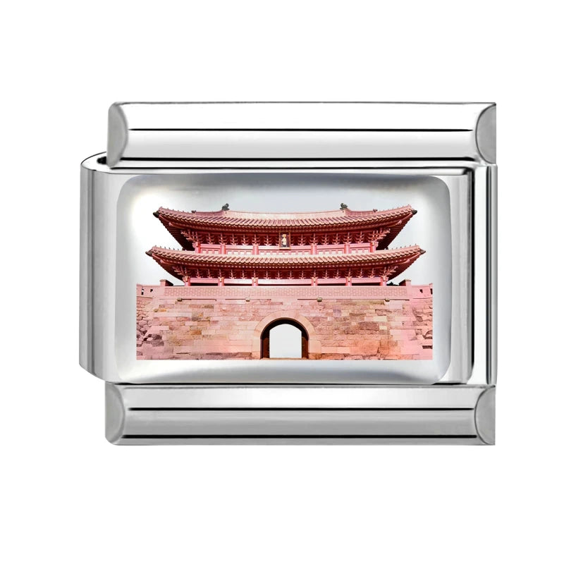 New2026 Hot Fashion Church Tower of Pisa Roman Colosseum Charm Italian Links Fit 9mm Bracelet Stainless Steel Making DIY Jewelry Qme Style 3