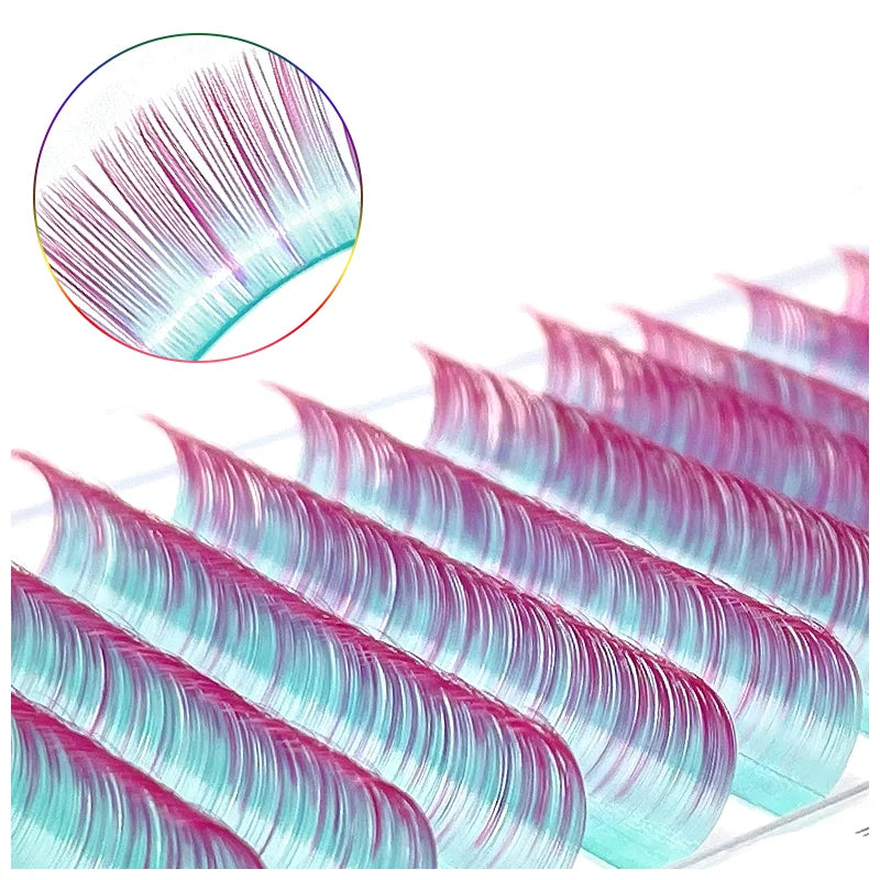 NATUHANA Colored Individual Lash Clusters Rainbow Mix 8- Soft Qme Blue Red - Eyelashes D 0.07mm|8-14 Mixed