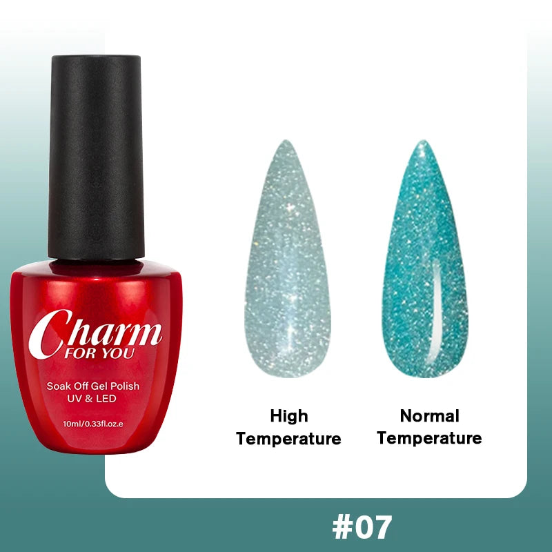 Thermochromic Diamond Glue Changing Nail Art Polish Sparkle Shimmer Qme 07