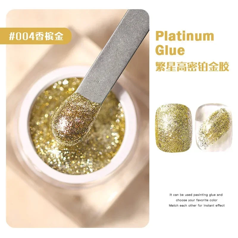 Glitter Nail Glue Platinum Glue Radiant Nail Polish Glue Nail Crushed Diamond Set Color Shift Pigment Powder Qme 04
