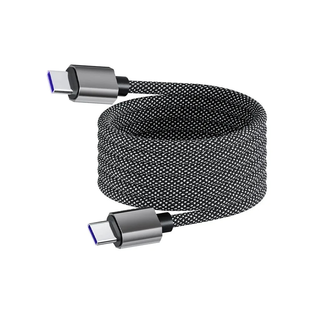 65W Type C to Type C Magnetic Suction Anti Winding Fast Charging Cable 1M USB Phone Data Charge Cable for iPhone Samsung Huawei Qme 1m Type C to C