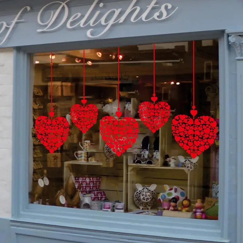 Glass Windows Display Window Stickers Valentine's Day Atmosphere Qme