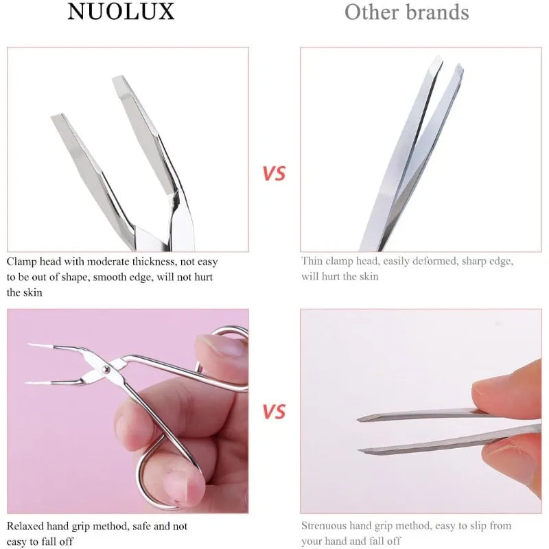 Stainless Steel Eyebrow Scissors,Elbow Pliers Clip Scissors,Flat Tip Tweezers Hair Plucker Hair Removal, Shave and Hair Removal Qme