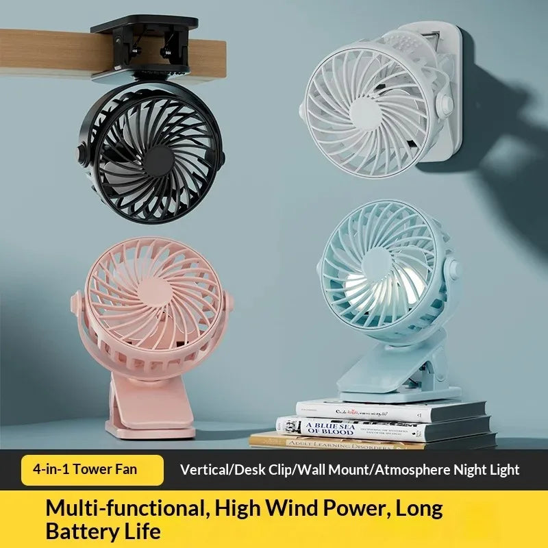 USB Rechargeable Clip Fan Mini Portable Stroller Fan for Baby Crib Office Dorm Outdoor Trip Desktop Cooling Qme