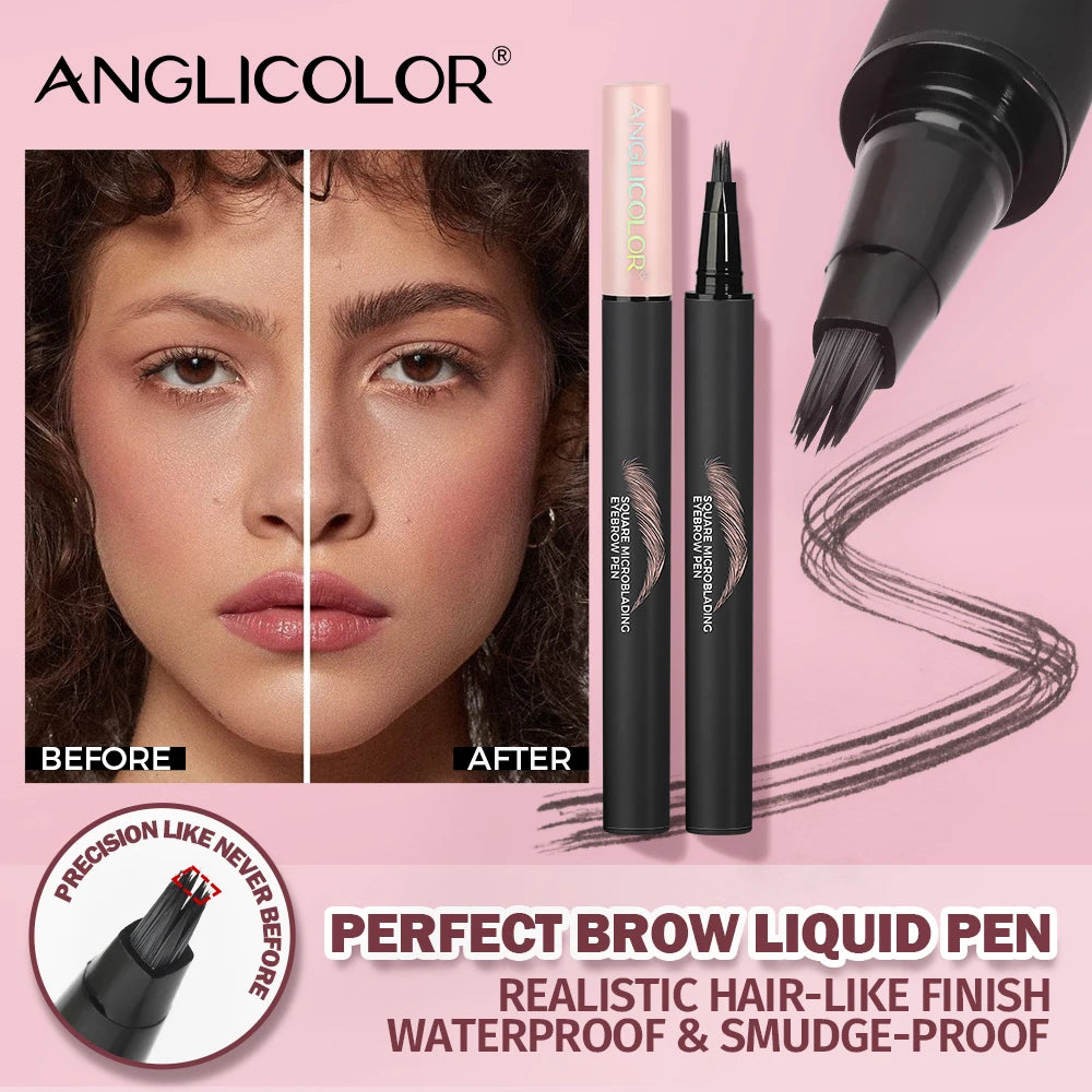 4-Sided Angle Brush Tip Wild Eyebrow Painting Liquid Ash Tea Brown 3D Dye Dip Eyebrow Enhancers Tinted Hairline Modification Qme