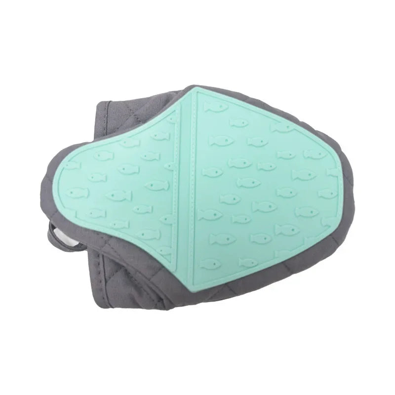 Fish Shaped Silicone Anti Scald Oven Gloves Kitchen Tray Dish Holder Qme Blue