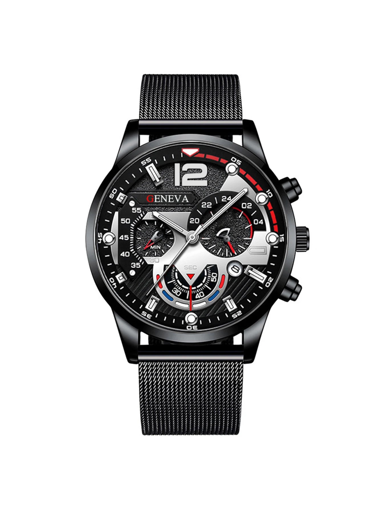 1pcs fashion trend men's watches, men's watch mesh belts, 1pcs bracelets, 1pcs necklaces Qme
