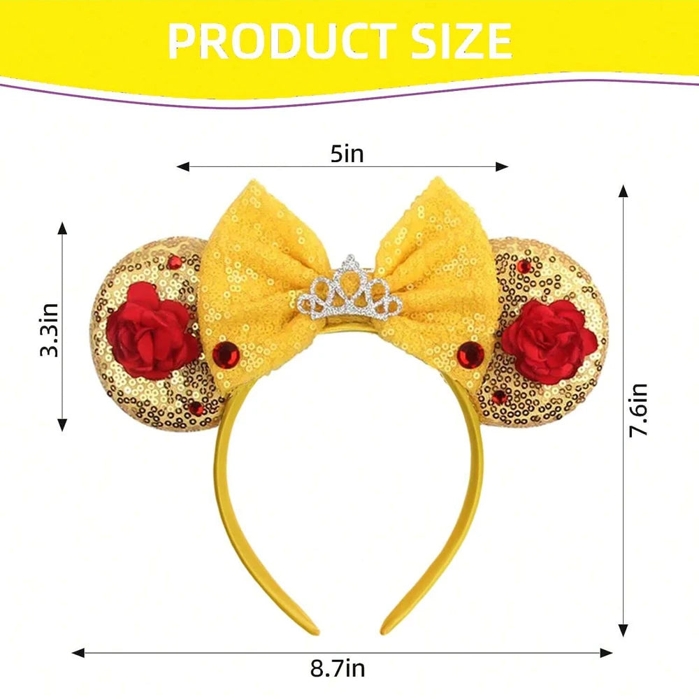 New Hot Sale Trendy Summer Sequins Mouse Ears Hairband Glitter Hair Bows Lightning Headband Girls Kids Hair Accessories Qme