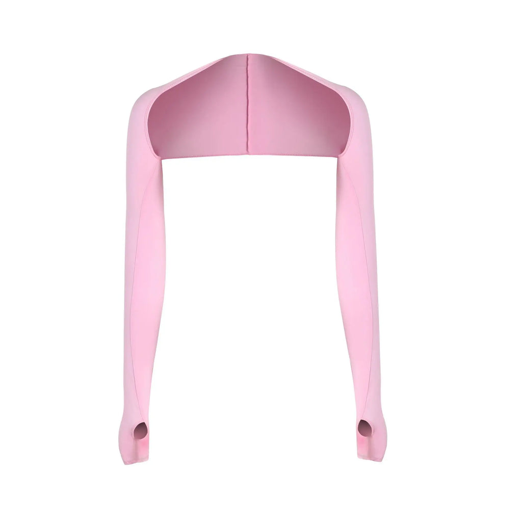 Women Thumbhole Long Sleeve Bolero Shrug Solid Color Open Front Cropped Cardigan Top Slim Fit Sunscreen Jacket Qme PK