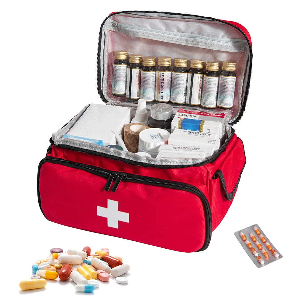 High-Capacity Portable First Aid Kit, Travel Medicine And Medication Storage Bag Oxford Cloth Organizer Box Emergency Survival Qme