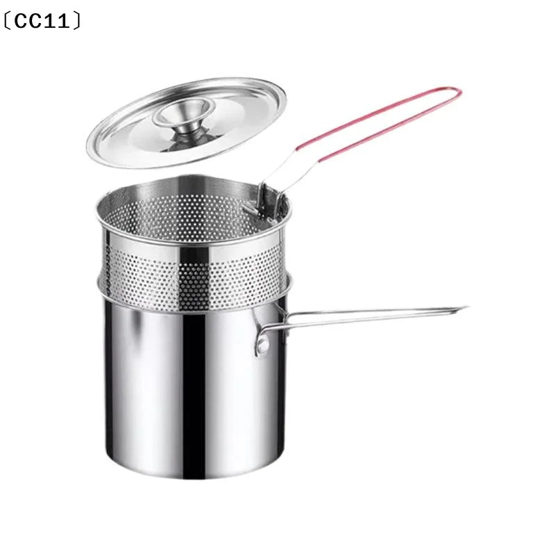 304 Stainless Steel Deep Fryer Frying Basket Multifunction Small Pot Qme