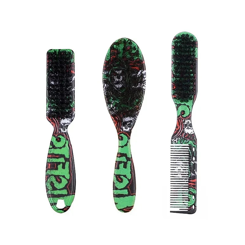Double-sided Professional Barber Neck Dusting Horse Hair Brushes Oil Head Brush Face Mustache Salon Cleaning Hair Cutting Comb Qme
