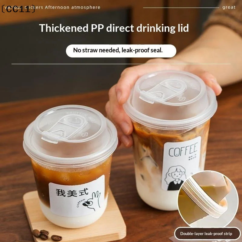 U-shaped Disposable Cups Transparent Coffee Lids Drink Milk Tea Qme