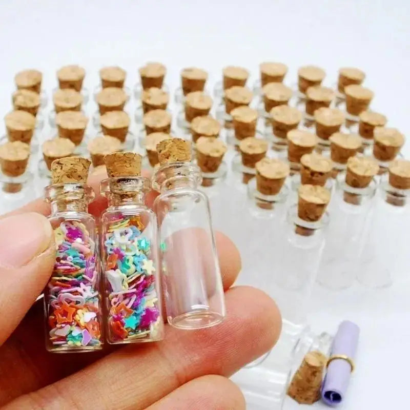 5/10Pc Creative Design Mini Clear Crystal Jars Lovely Cork Stoppers Glass Bottles Suitable Candles Essential Oils Decor DIYCraft Qme