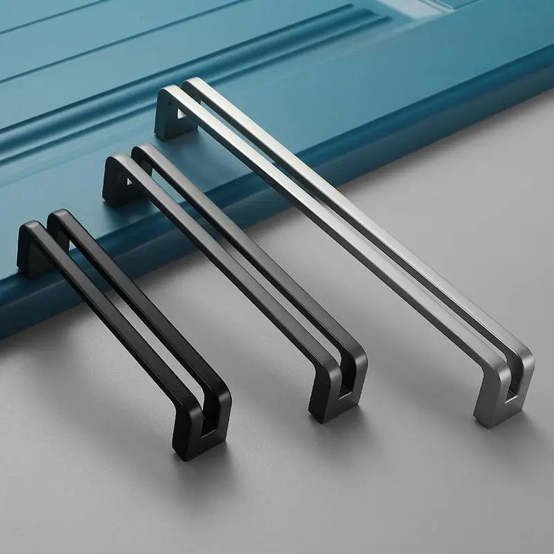 Nordic Furniture Handles Gray Black Brushed Kitchen Cabinet Pulls Qme