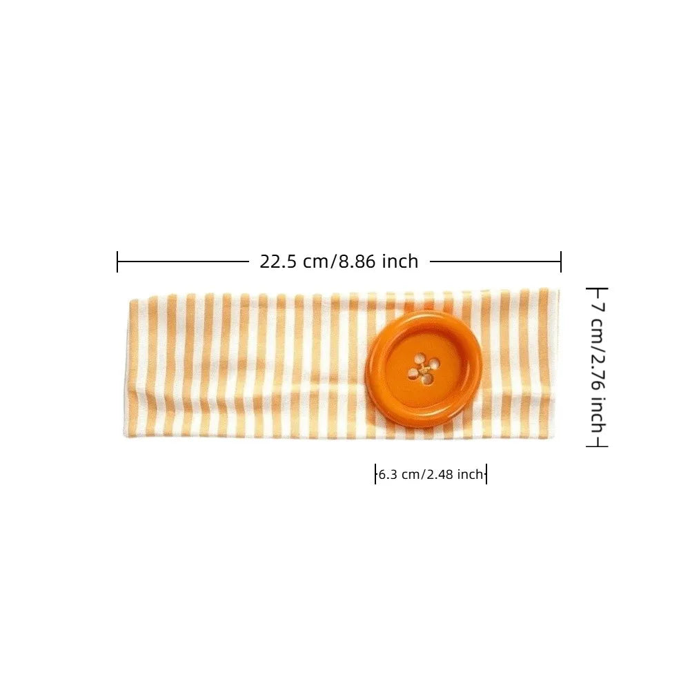 Dopamine Style Sports Striped Printed Headband Oversized Button Stretch Fabric Yoga Headband Vintage Polyester Fitness Hairband Qme