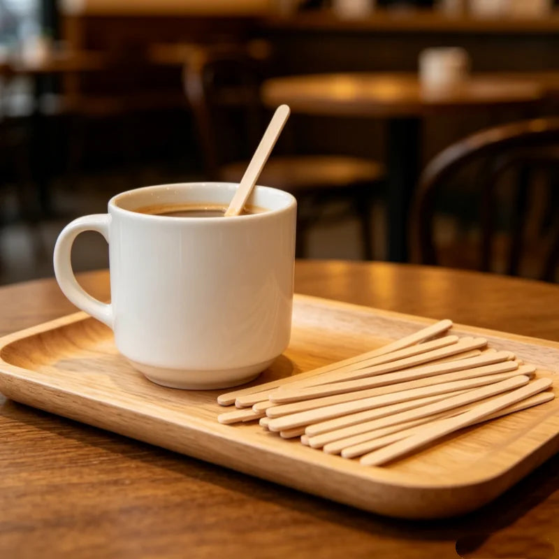 Disposable Wooden Coffee Stirrers Natural Wood Beverage Stir Sticks Qme