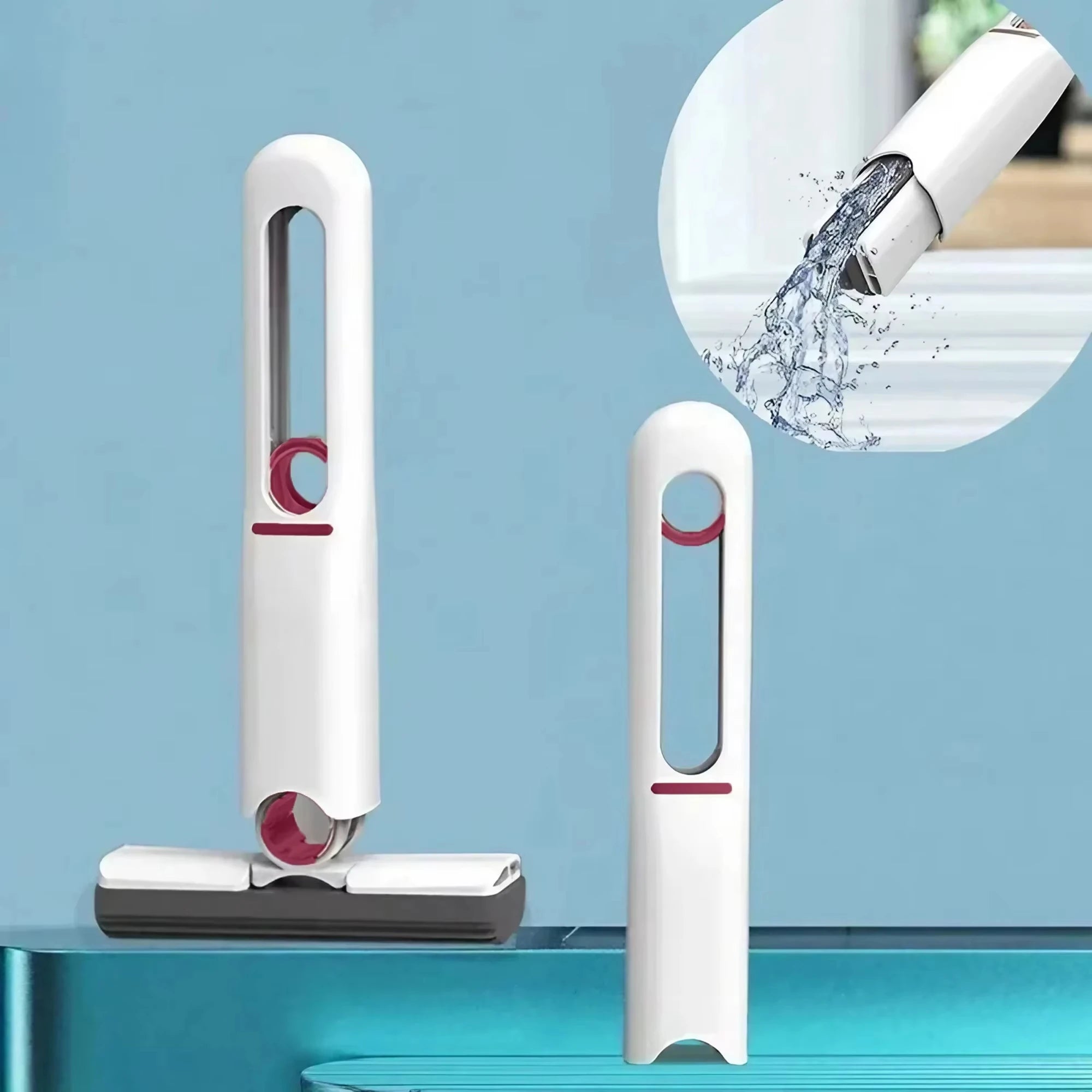 Portable Mini Mop No Hand Wash Lazy Sponge Mop for Home Desktop Glass and Toilet Slit Cleaning Tool Qme
